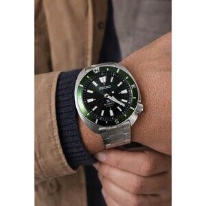 Seiko Prospex Automatic Men’s Watch Green Compass Bezel Black Dial Stainless...